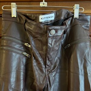 Kittenish Chocolate Leather Trousers with soft lining on the inside